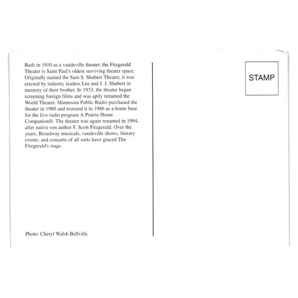 Fitzgerald Theater Saint Paul Postcard Philanthropic Landmark Photo Cheryl Walsh - Picture 2 of 2